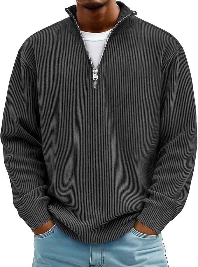Jonathan - Jersey de manga larga y media cremallera para hombre