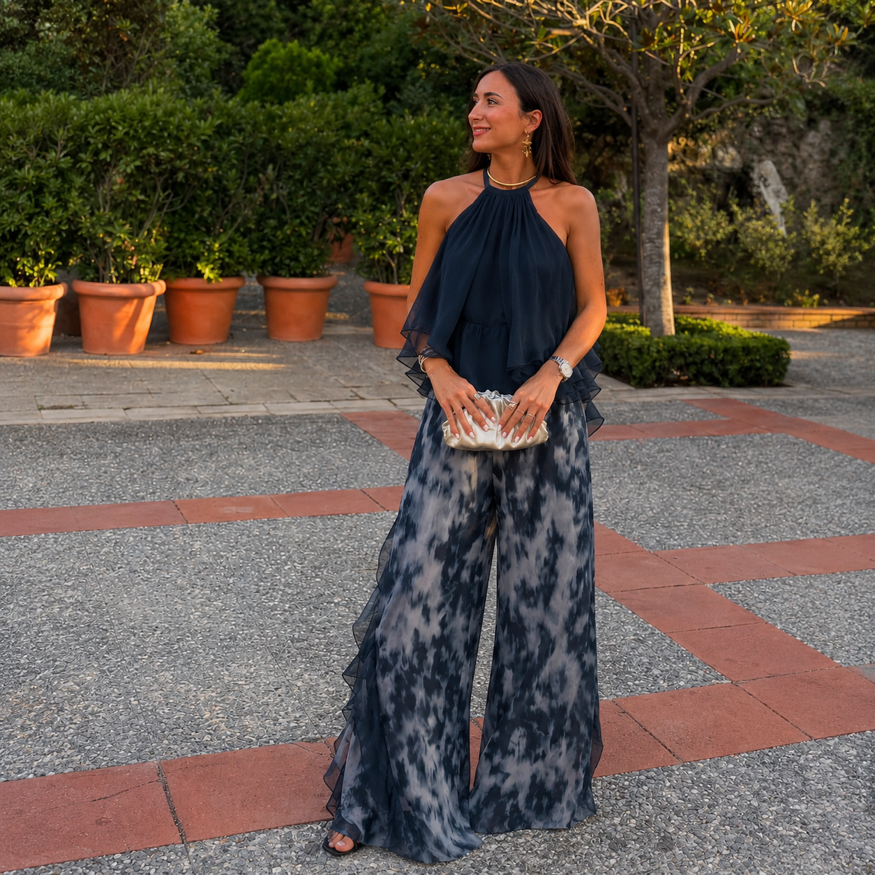 Jimena - conjunto chiffon azul océano