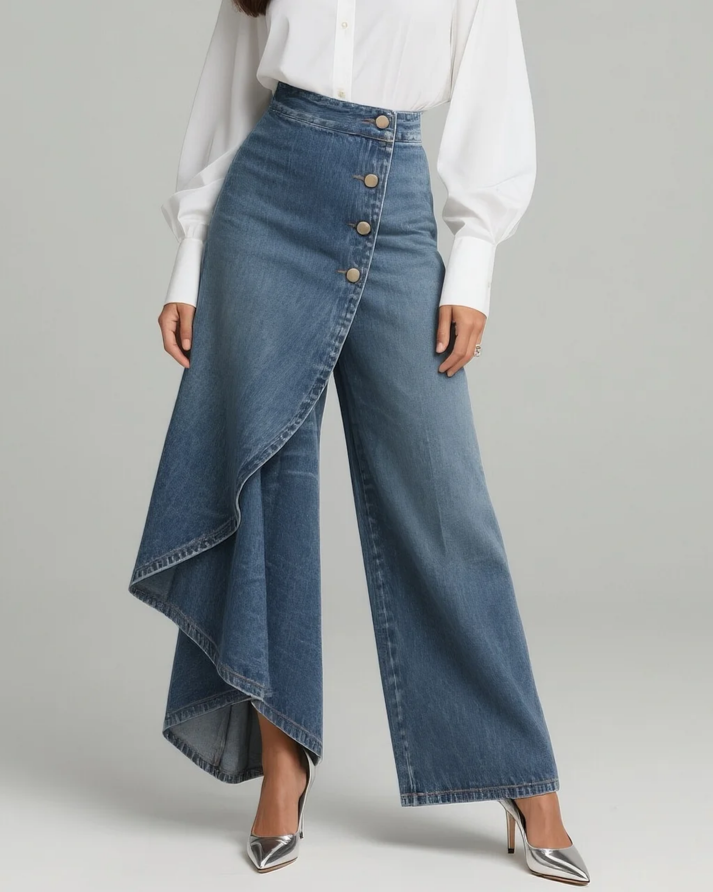 Paloma - Jeans de denim de corte slim con diseño envolvente