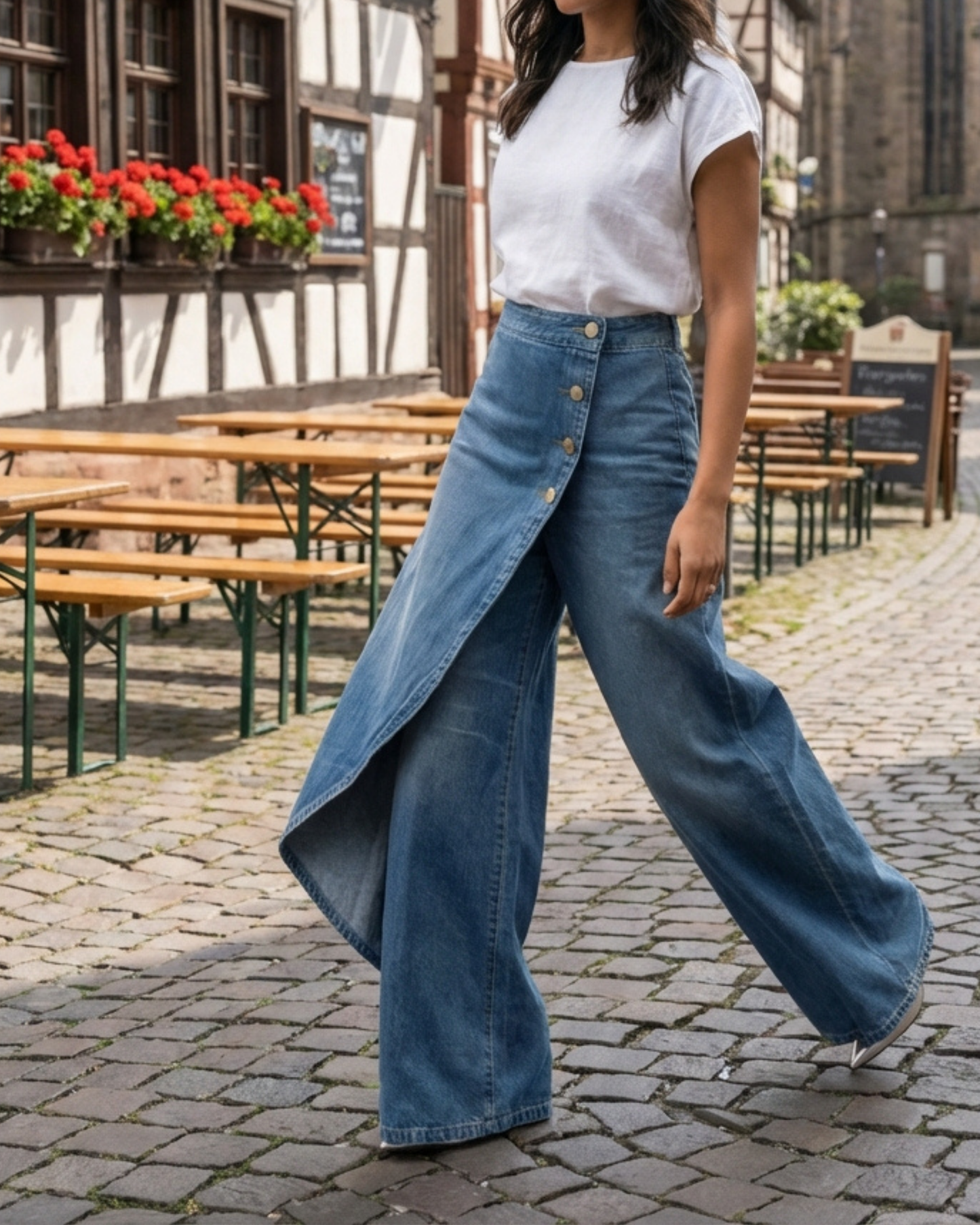 Paloma - Jeans de denim de corte slim con diseño envolvente