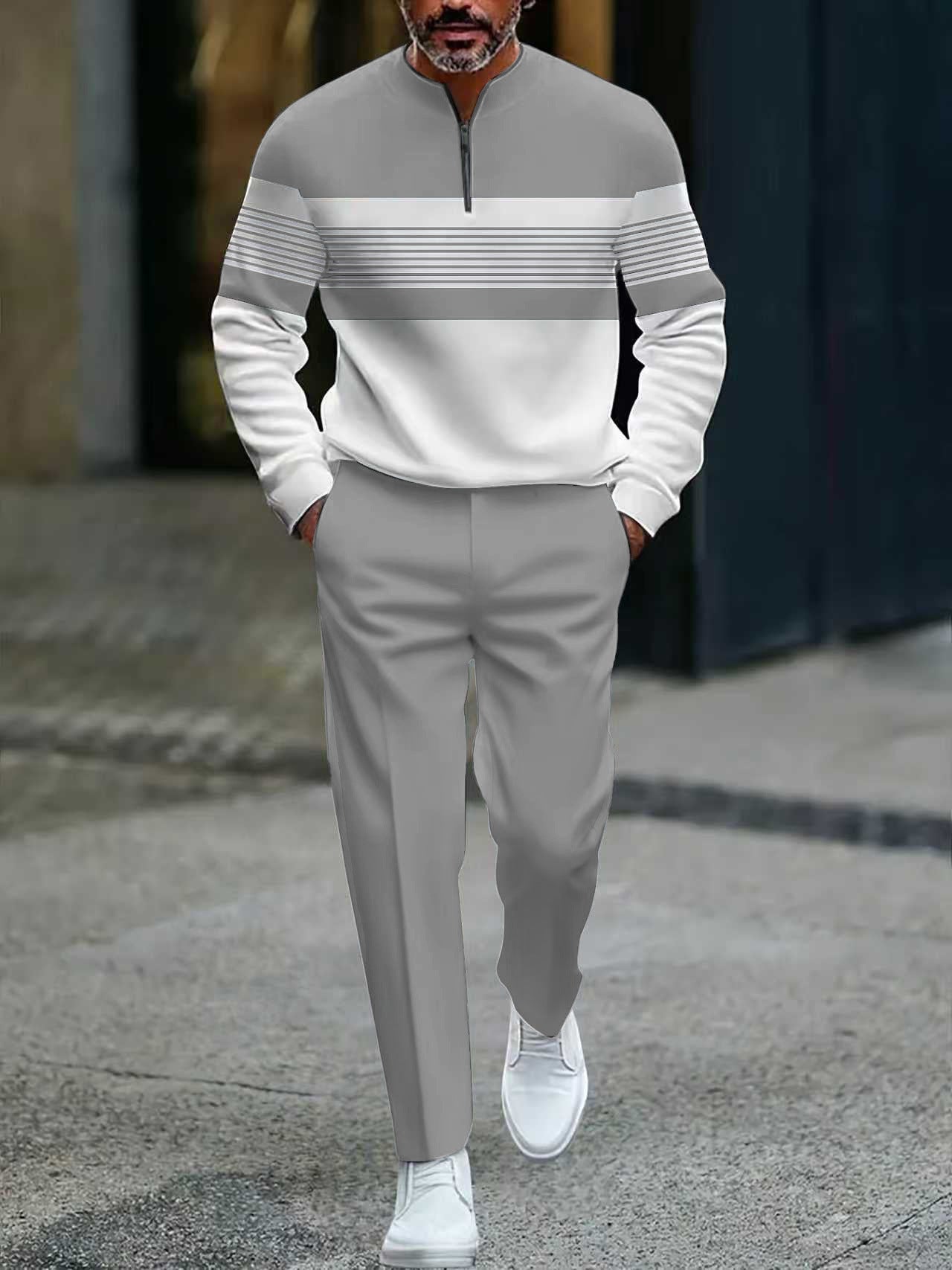 Conjunto para hombre con estampado gráfico – suéter y pantalón –