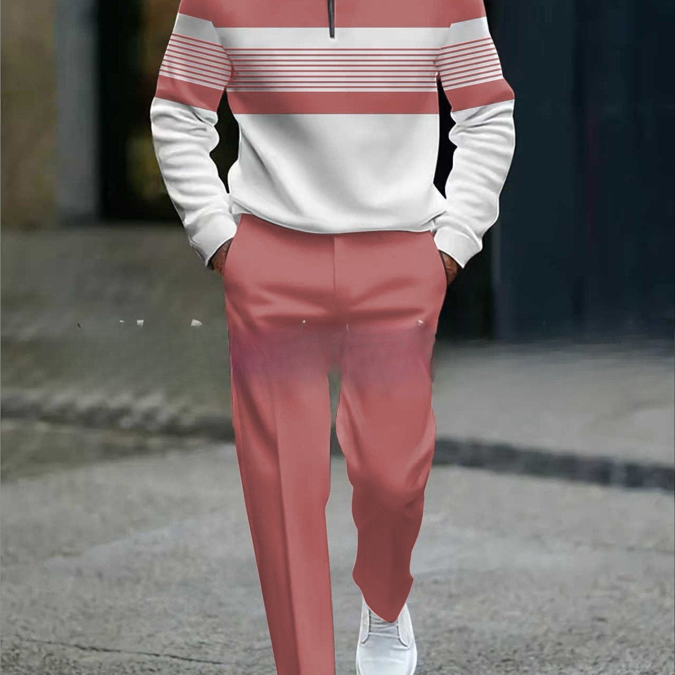 Conjunto para hombre con estampado gráfico – suéter y pantalón –