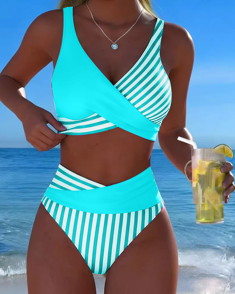 Bikini cruzado a rayas