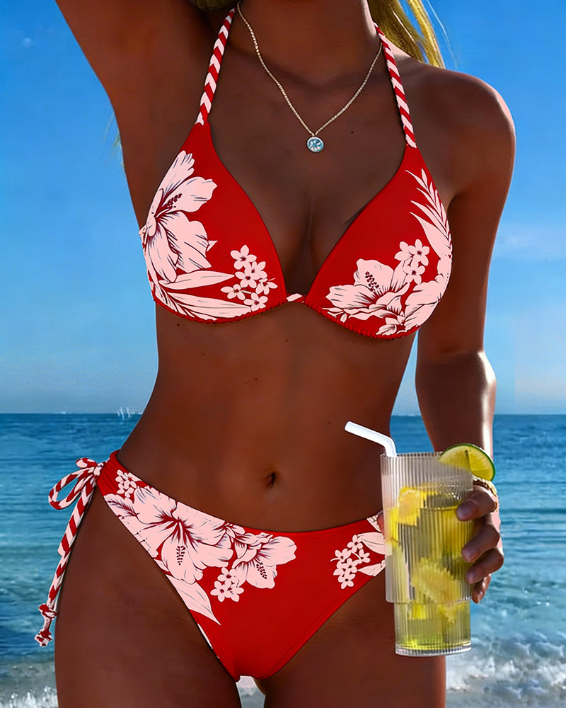 Bikini sencillo y sexy de cuello halter