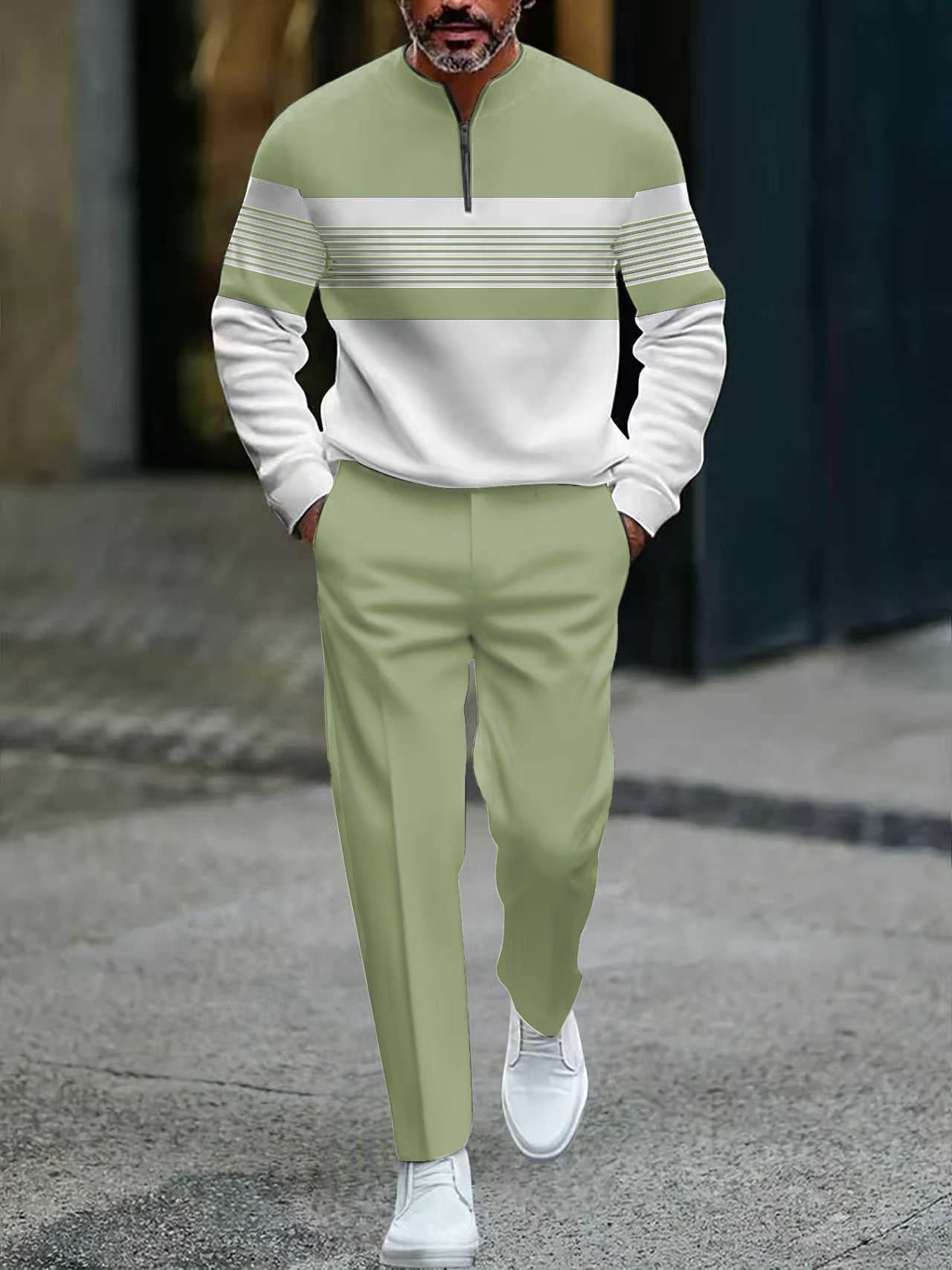 Conjunto para hombre con estampado gráfico – suéter y pantalón –
