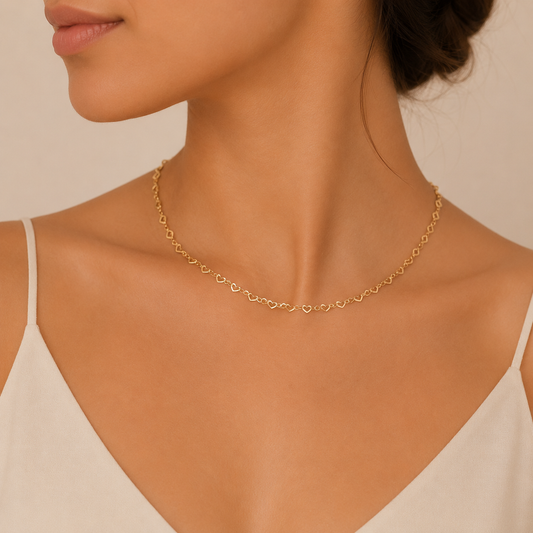 Collar Cadena de Corazones Abiertos Minimalista