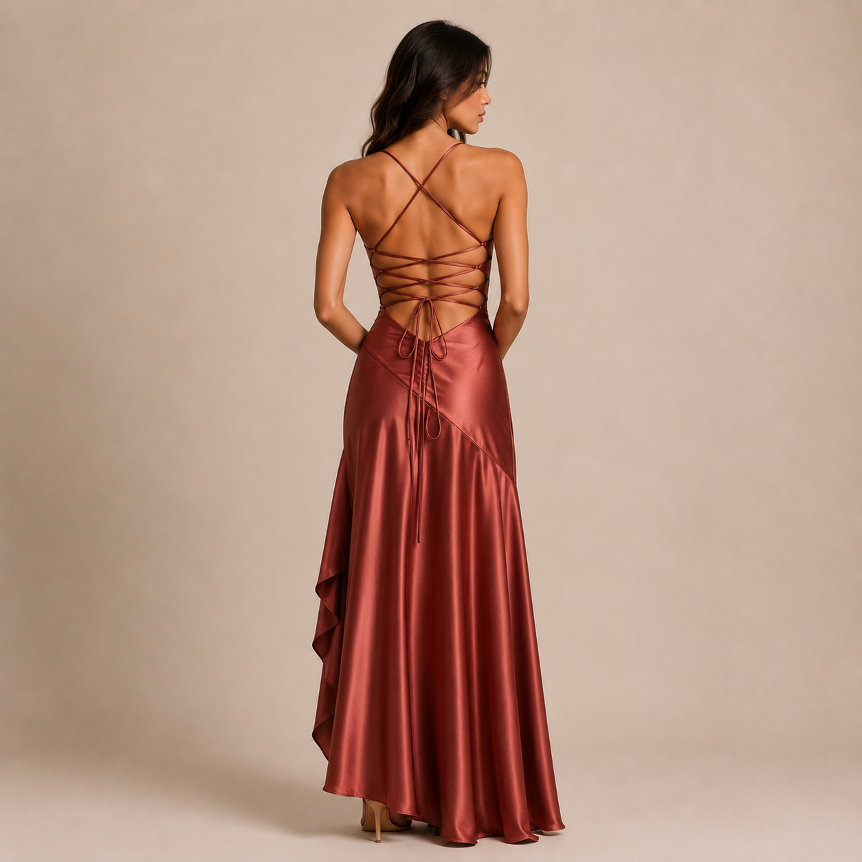 Olivia - Vestido de tirantes finos con cuerpo drapeado