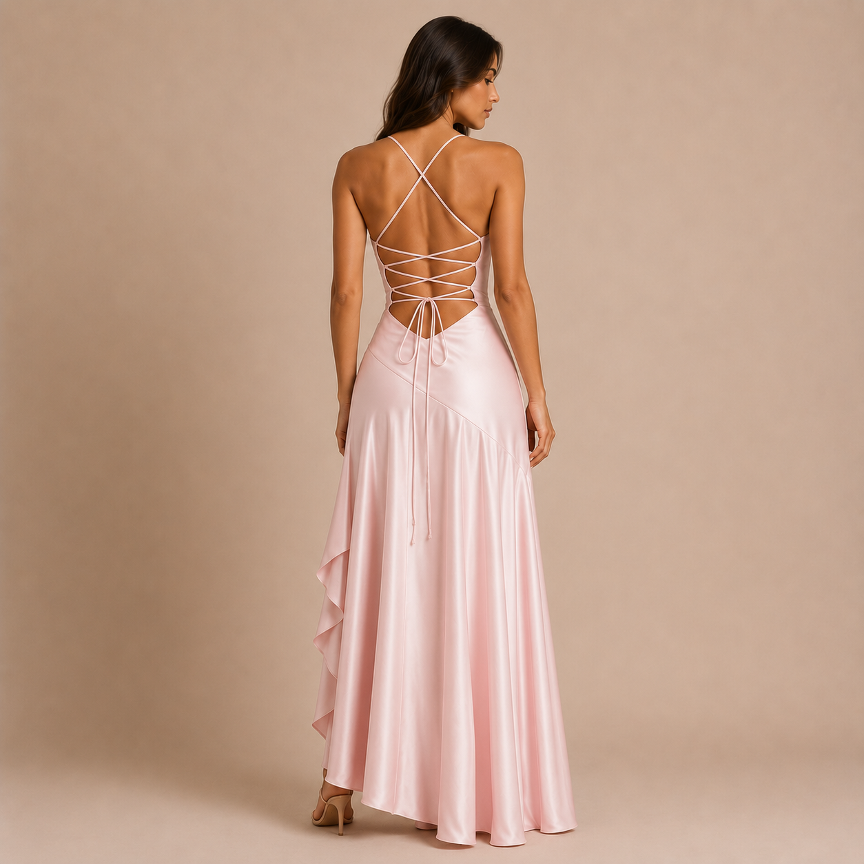 Olivia - Vestido de tirantes finos con cuerpo drapeado
