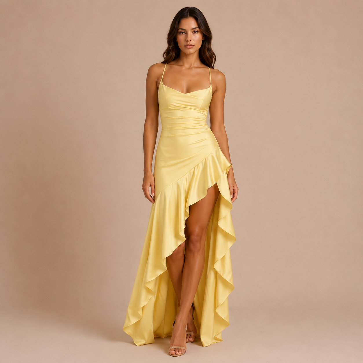 Olivia - Vestido de tirantes finos con cuerpo drapeado