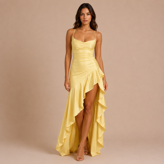 Olivia - Vestido de tirantes finos con cuerpo drapeado
