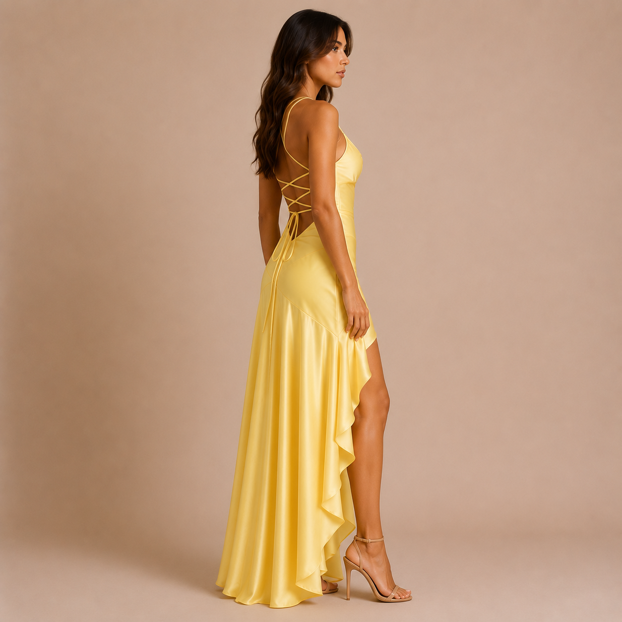 Olivia - Vestido de tirantes finos con cuerpo drapeado