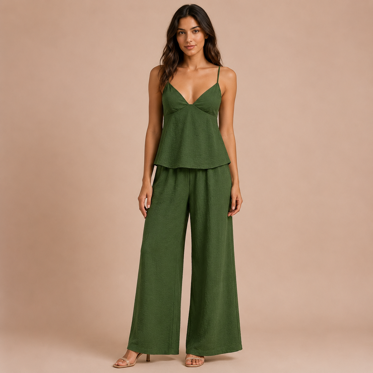 Cecilia - Conjunto top tirantes escotado y pantalón palazzo