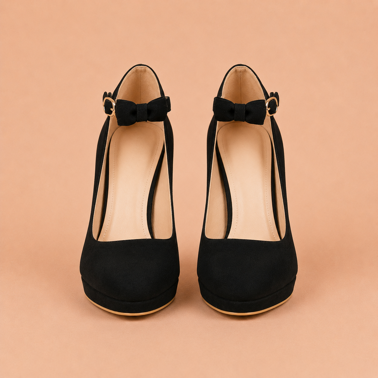 Lucía - Zapatos de tacón ancho con lazo y pulsera al tobillo