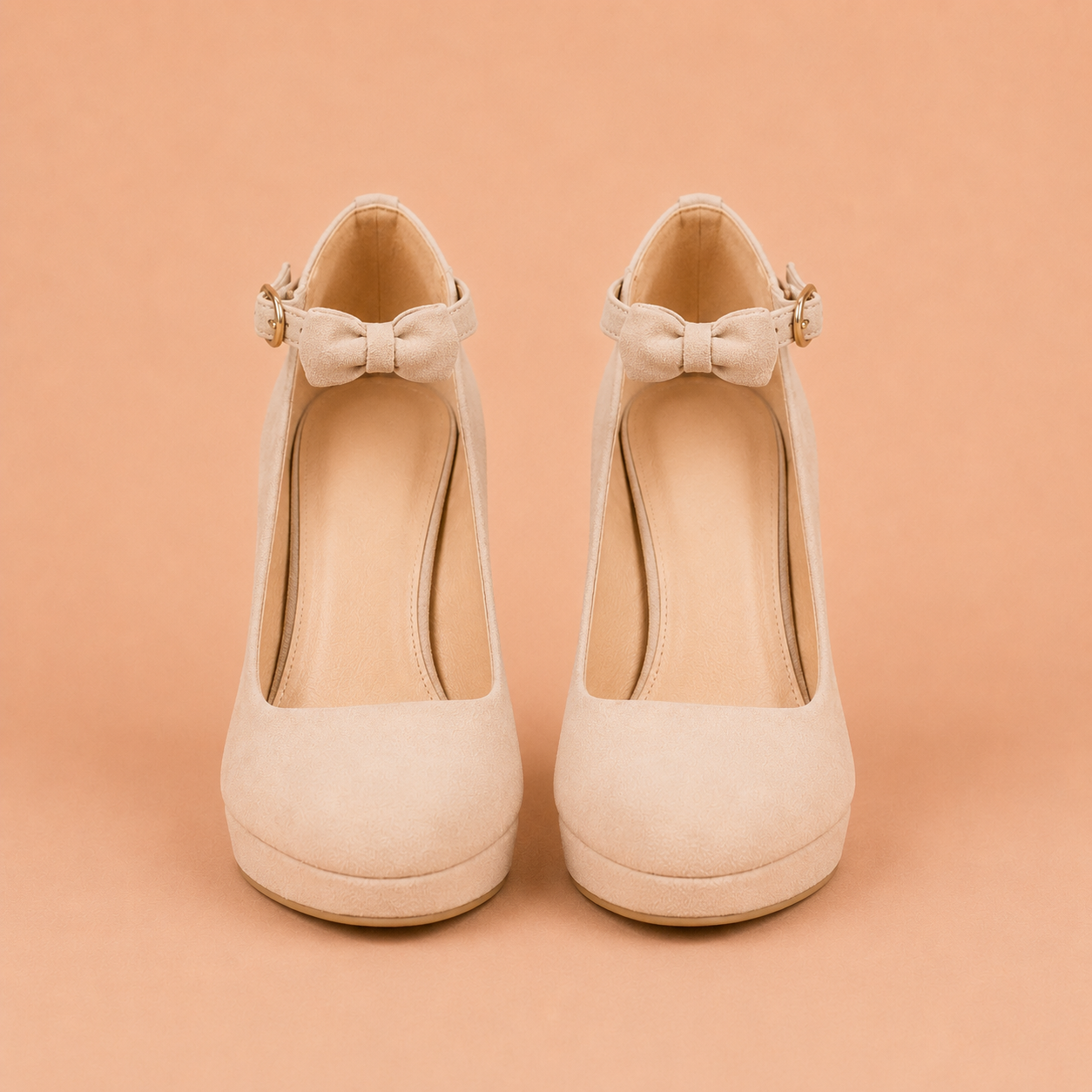 Lucía - Zapatos de tacón ancho con lazo y pulsera al tobillo