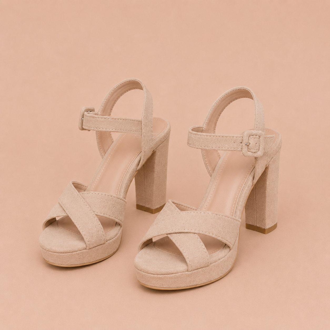 Silvia - Sandalias de tacón ancho con plataforma y tira cruzada