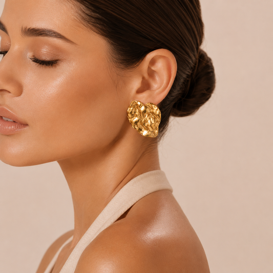 Pendientes Corazón Dorado Martillado