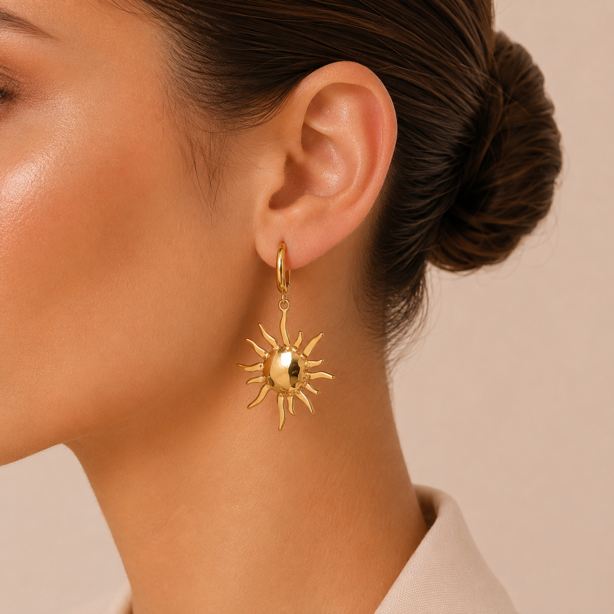 Pendientes Sol Dorado Colgante