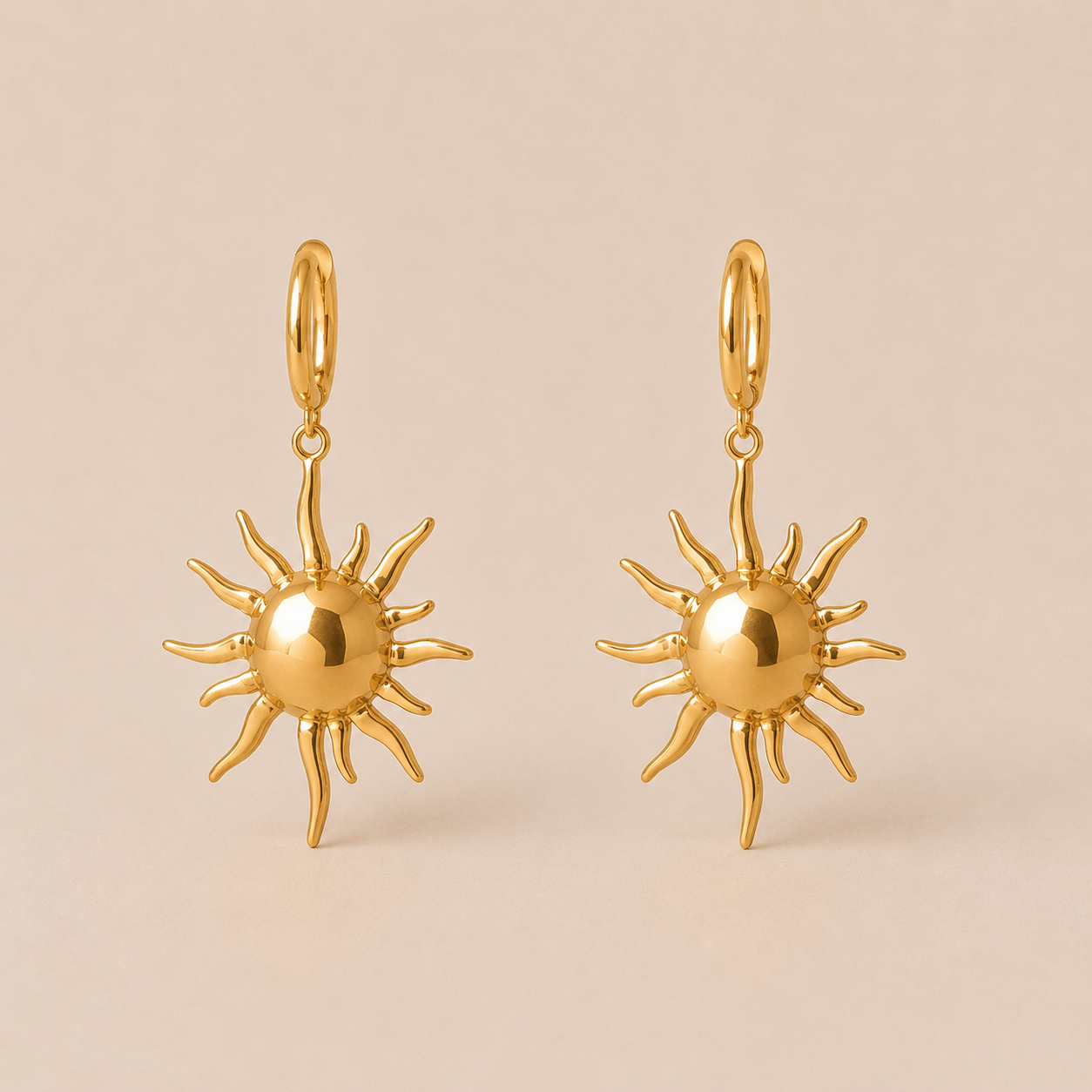 Pendientes Sol Dorado Colgante