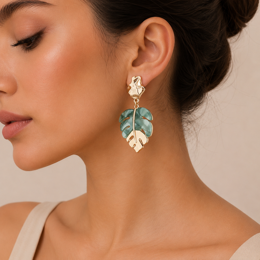 Pendientes Hoja Monstera Tropical Colgante