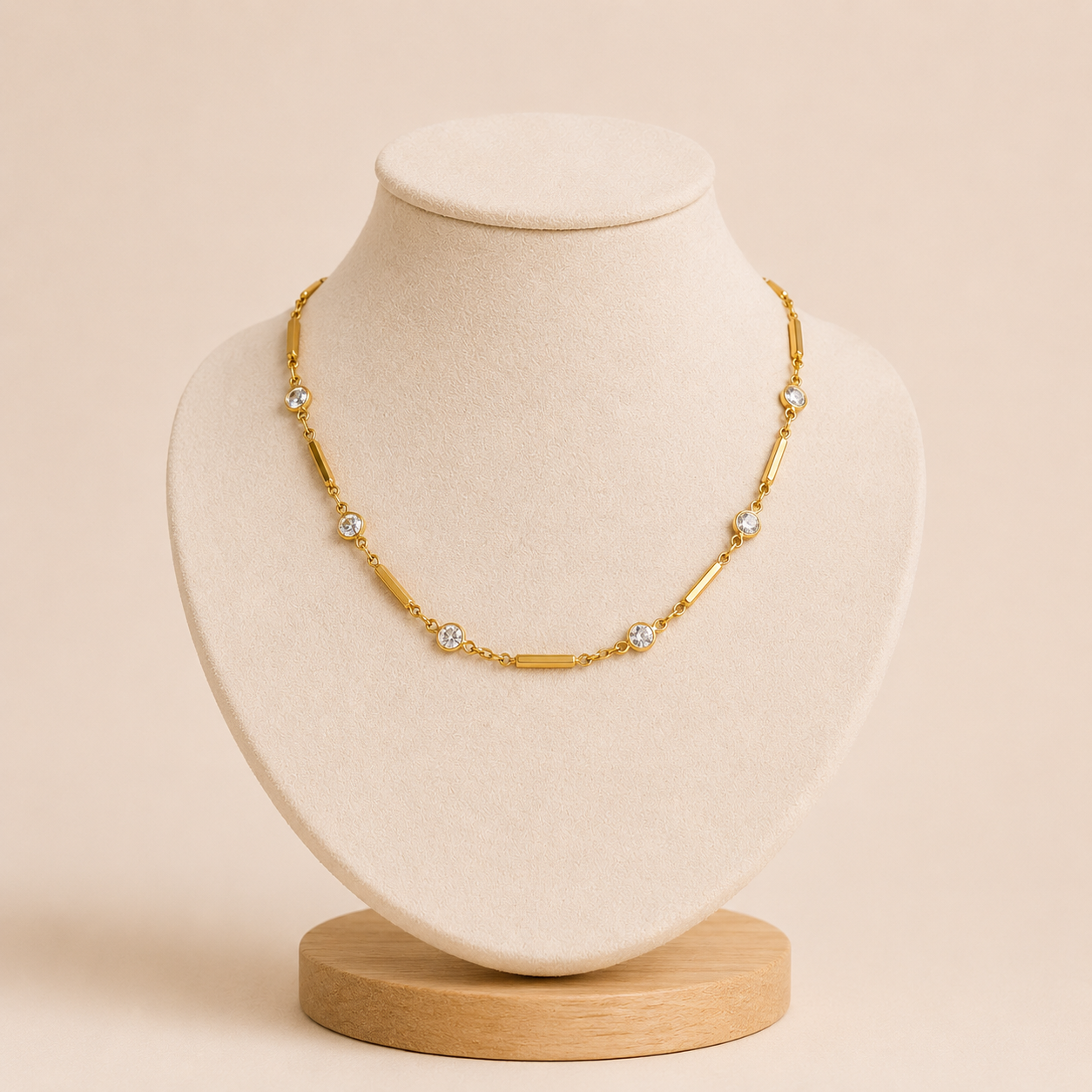 Collar Cadena de Eslabones con Circonitas Intercaladas