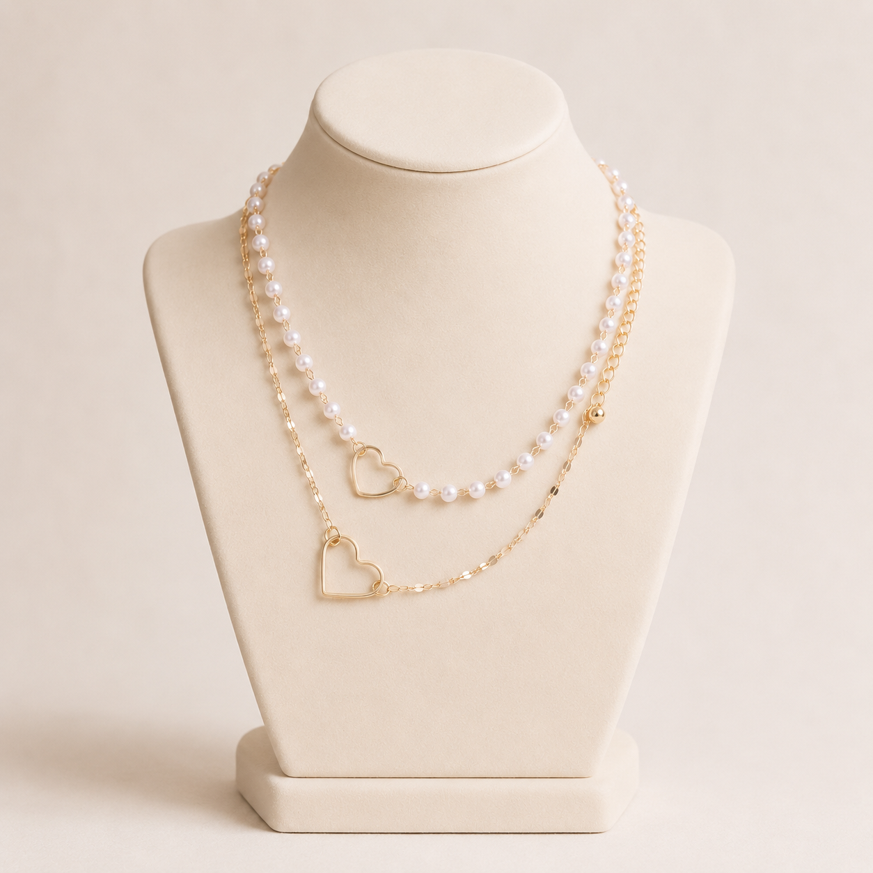 Collar dúo de corazones