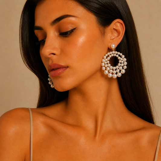 Pendientes de aro con perlas