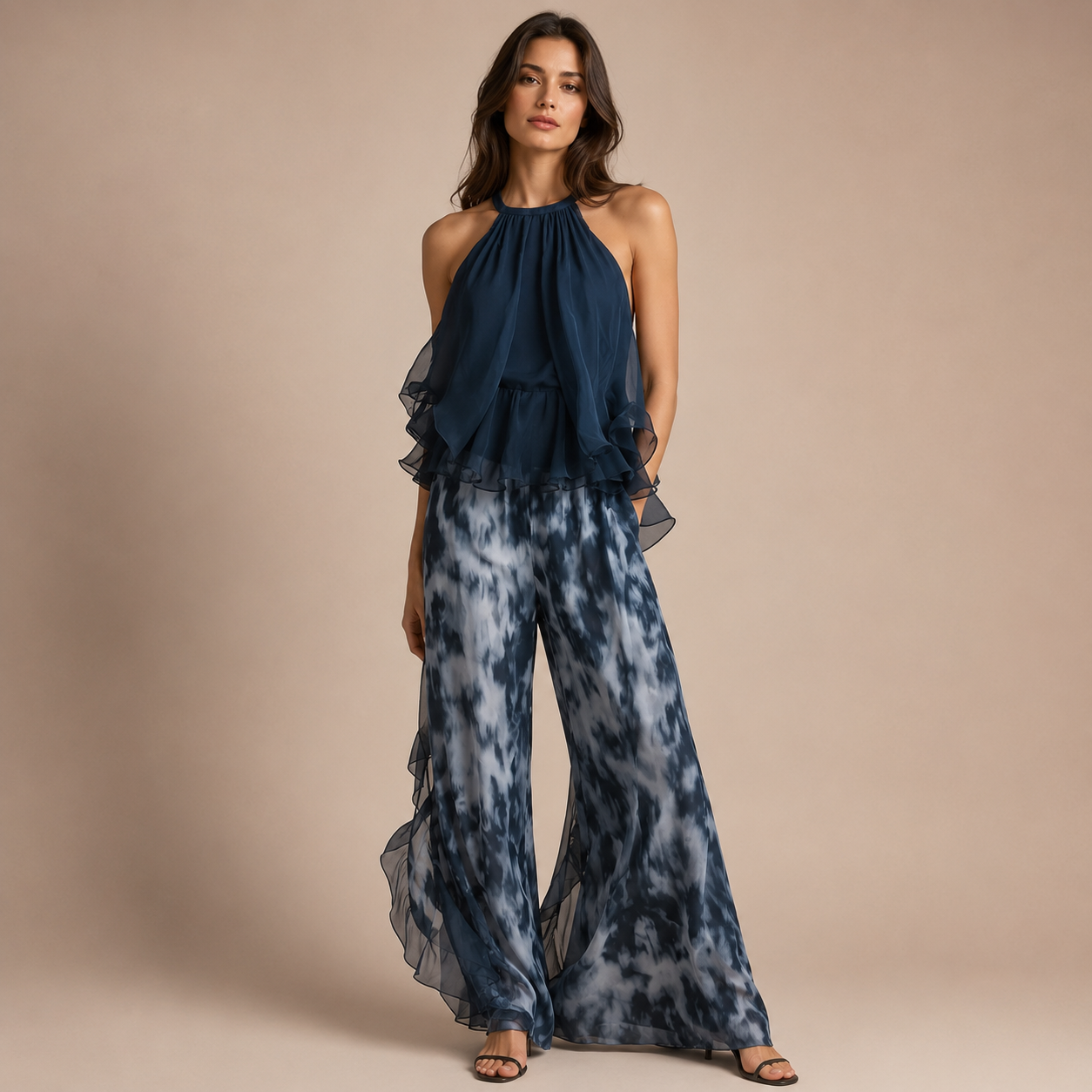 Jimena - conjunto chiffon azul océano