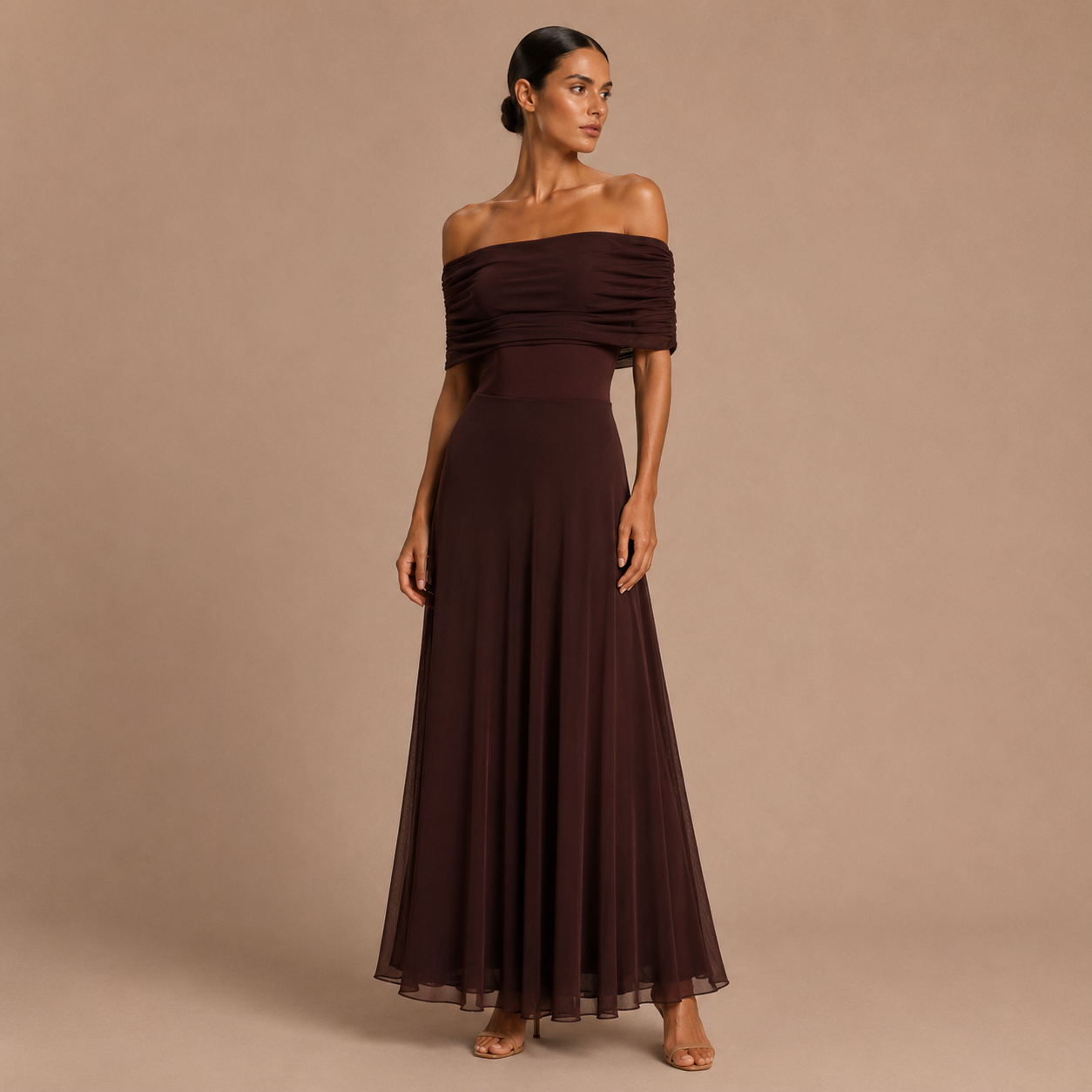 Martina - Vestido Hombros Descubiertos de Caída Fluida