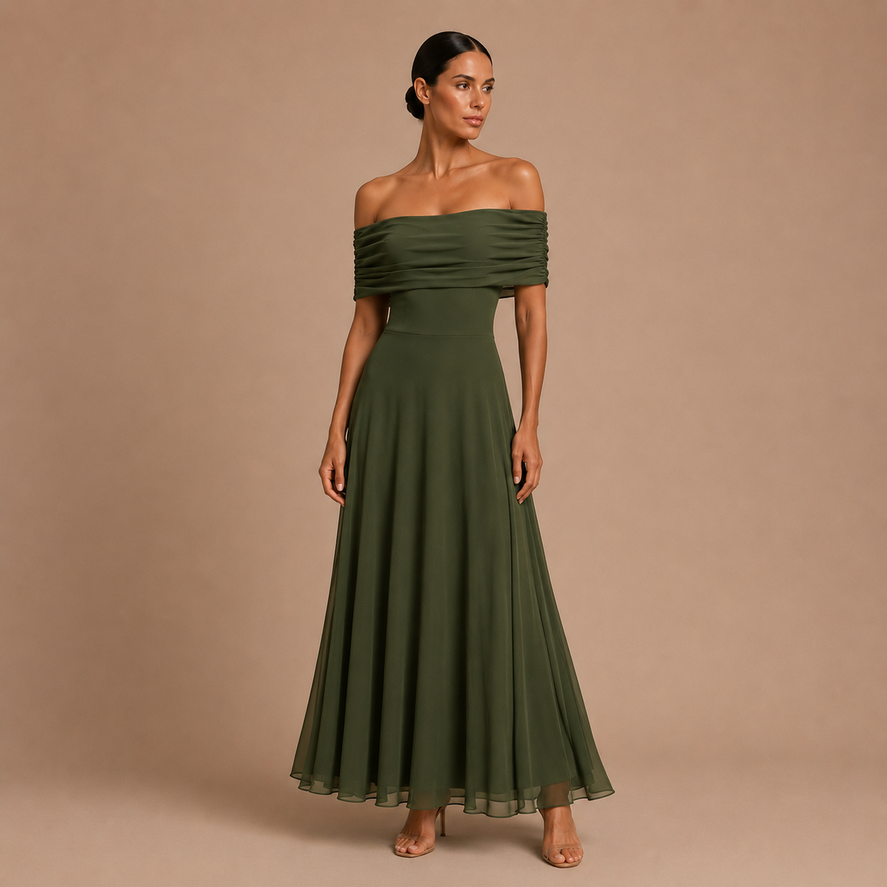 Martina - Vestido Hombros Descubiertos de Caída Fluida