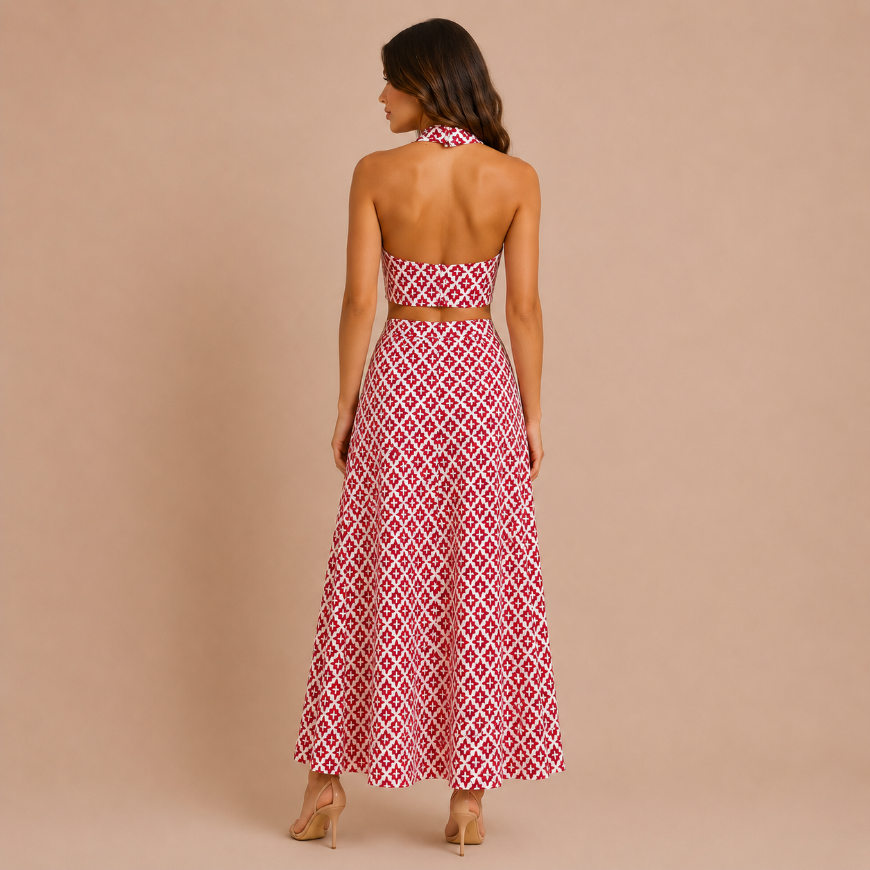 Aitana - Conjunto estampado geométrico con falda midi