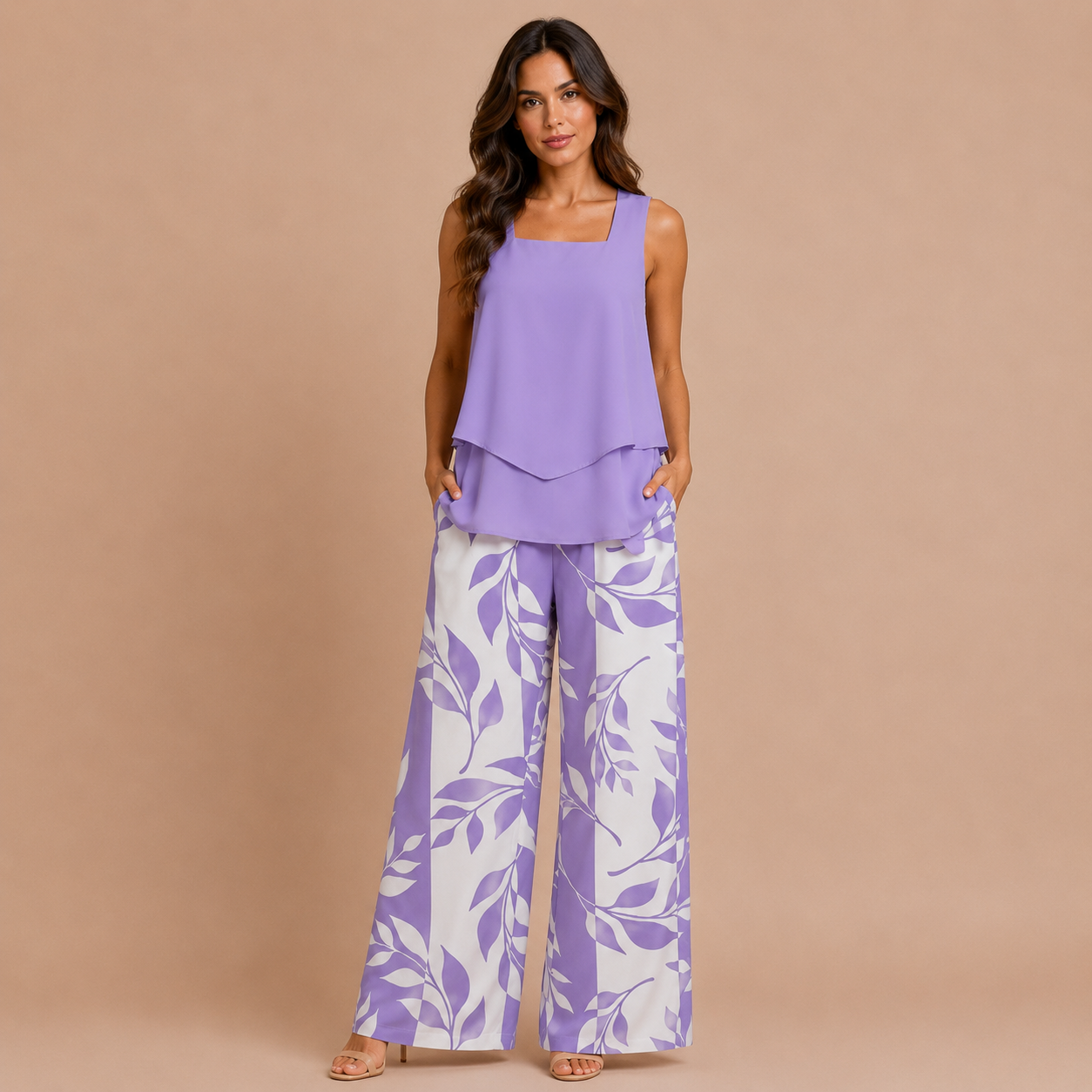 Florencia - Conjunto top asimétrico y pantalón palazzo
