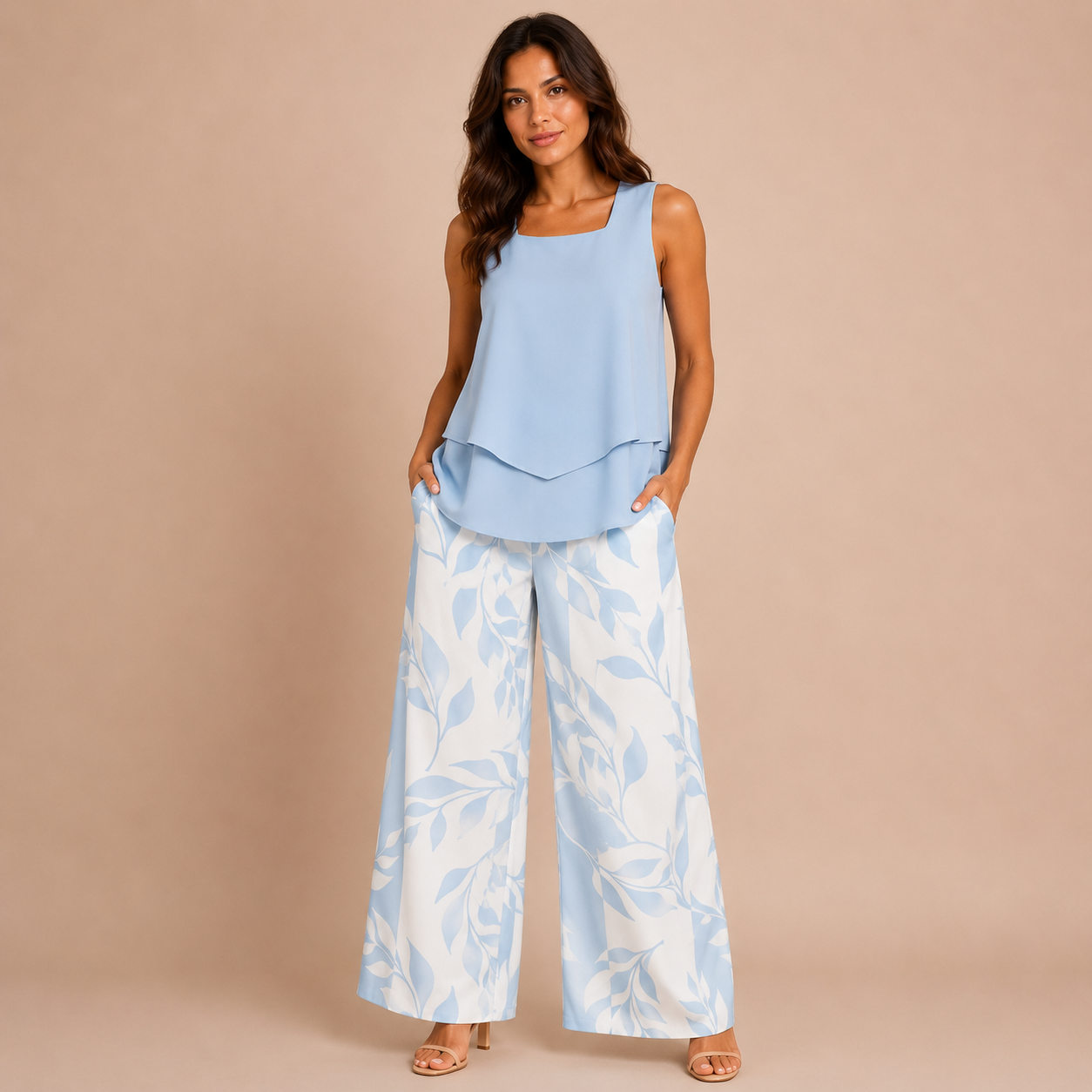 Florencia - Conjunto top asimétrico y pantalón palazzo