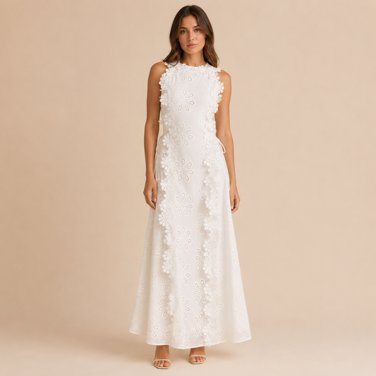 Blanca - Vestido maxi de encaje floral