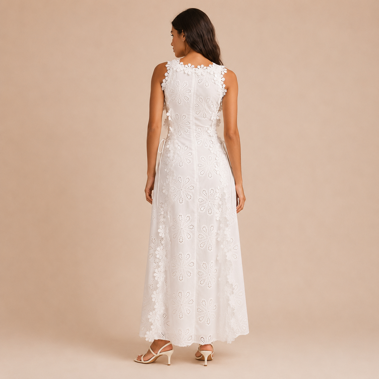 Blanca - Vestido maxi de encaje floral