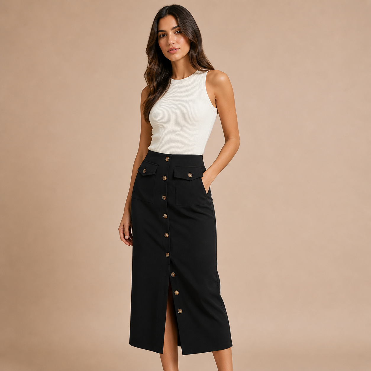Alma – falda midi de inspiración clásica con toque contemporáneo