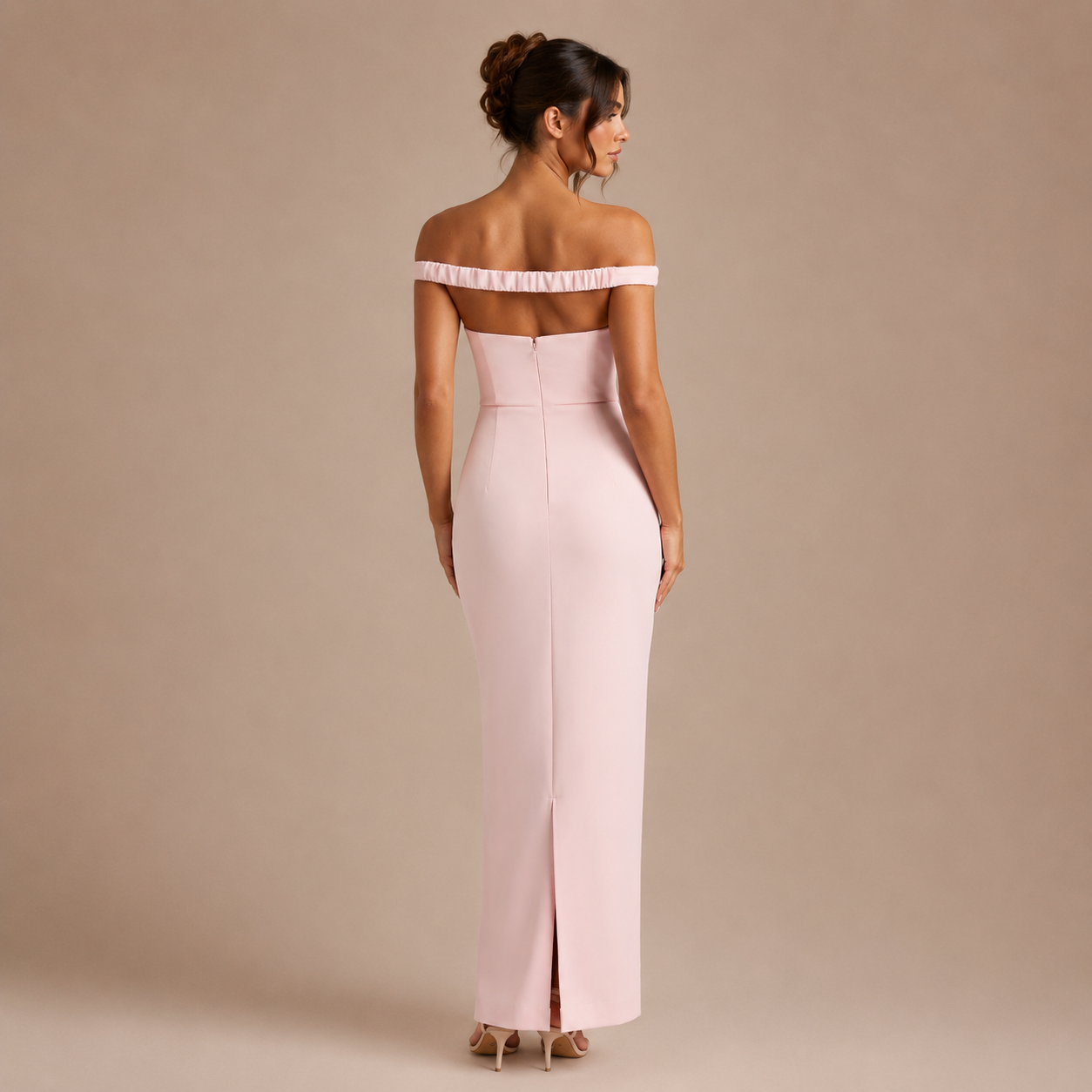 Yolanda - Vestido maxi hombros descubiertos y escote en V