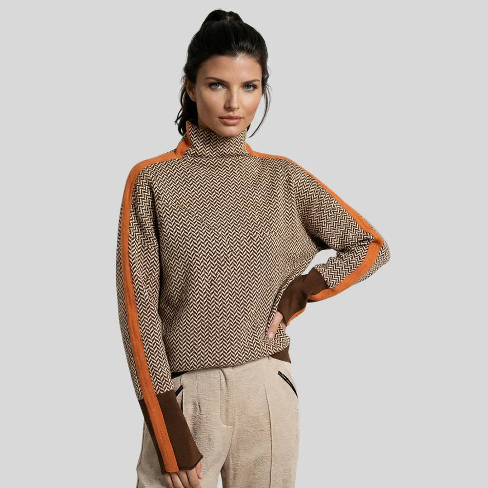 Jersey de cuello alto con rayas