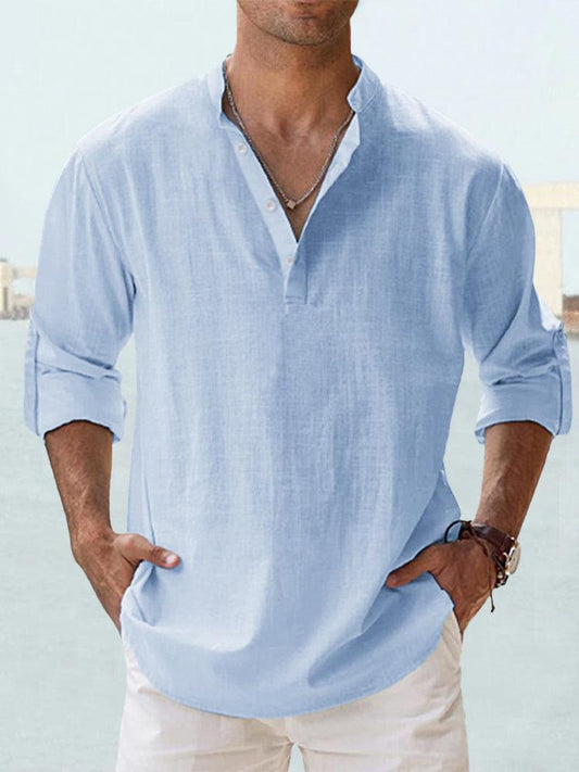 LAURENT - CAMISA MINIMALISTA CON CUELLO MANDARÍN PARA HOMBRE