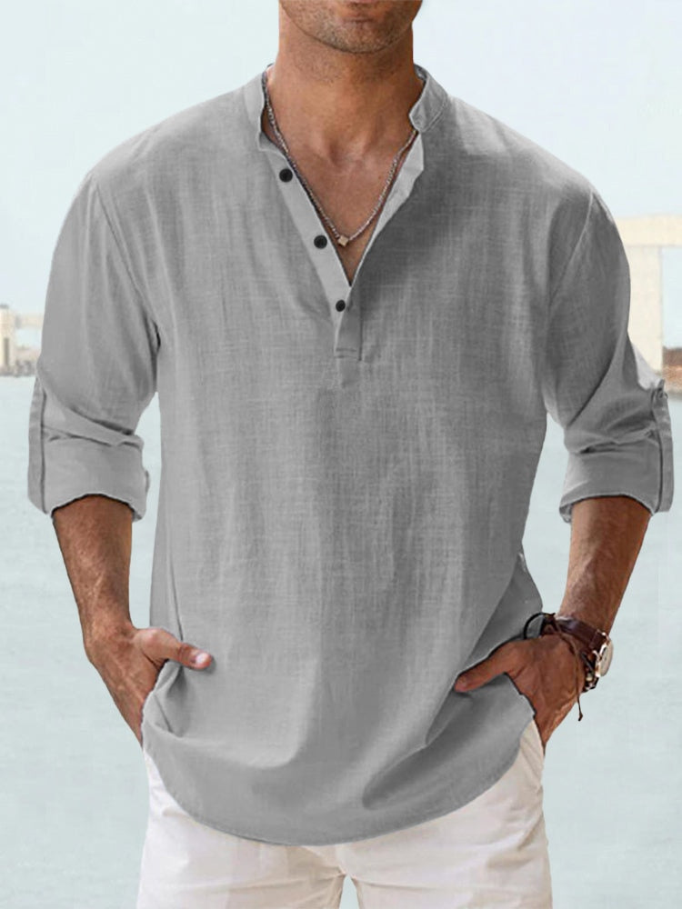 LAURENT - CAMISA MINIMALISTA CON CUELLO MANDARÍN PARA HOMBRE