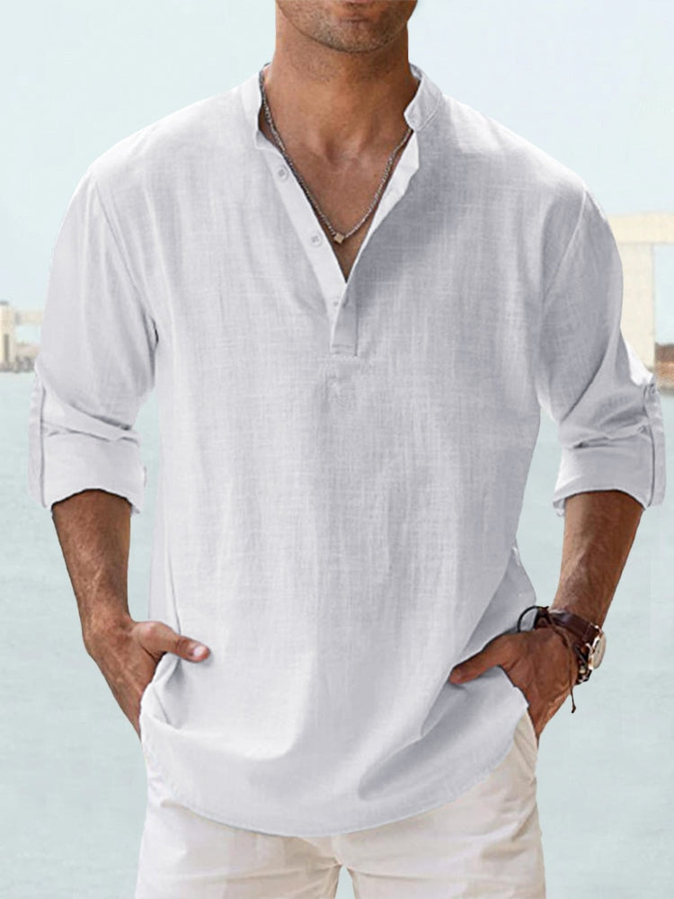 LAURENT - CAMISA MINIMALISTA CON CUELLO MANDARÍN PARA HOMBRE