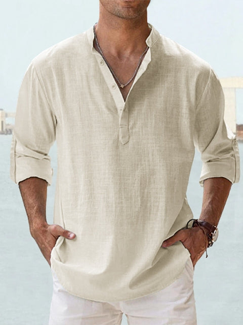 LAURENT - CAMISA MINIMALISTA CON CUELLO MANDARÍN PARA HOMBRE