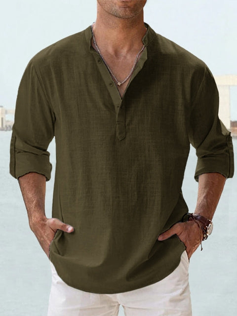 LAURENT - CAMISA MINIMALISTA CON CUELLO MANDARÍN PARA HOMBRE