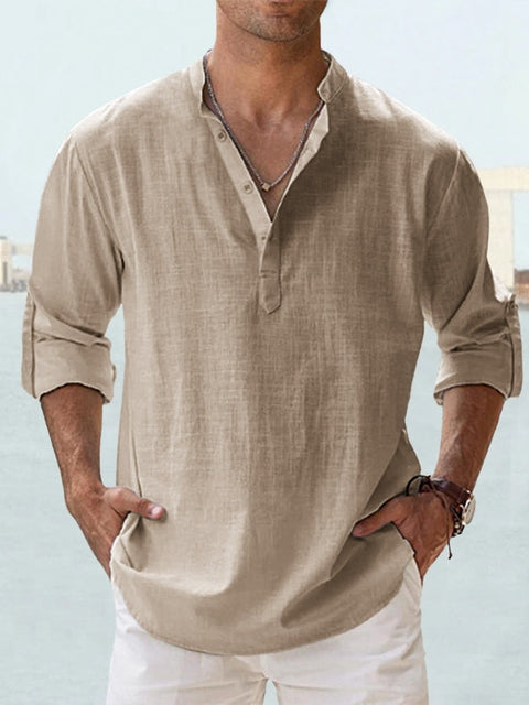 LAURENT - CAMISA MINIMALISTA CON CUELLO MANDARÍN PARA HOMBRE