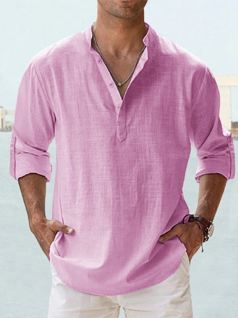 LAURENT - CAMISA MINIMALISTA CON CUELLO MANDARÍN PARA HOMBRE