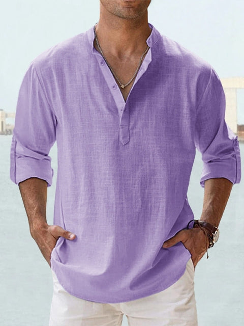 LAURENT - CAMISA MINIMALISTA CON CUELLO MANDARÍN PARA HOMBRE