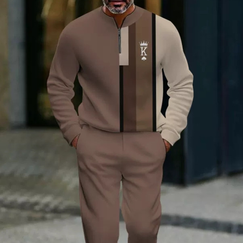 Conjunto para hombre con estampado gráfico – suéter y pantalón –