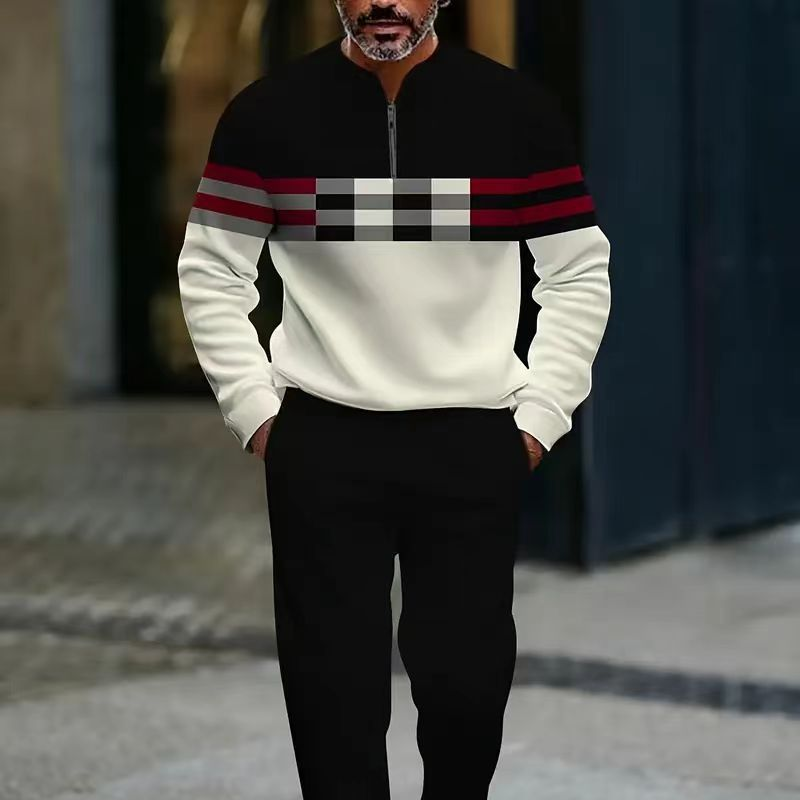 Conjunto para hombre con estampado gráfico – suéter y pantalón –