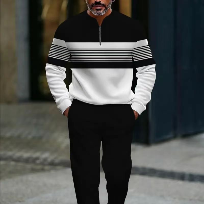 Conjunto para hombre con estampado gráfico – suéter y pantalón –