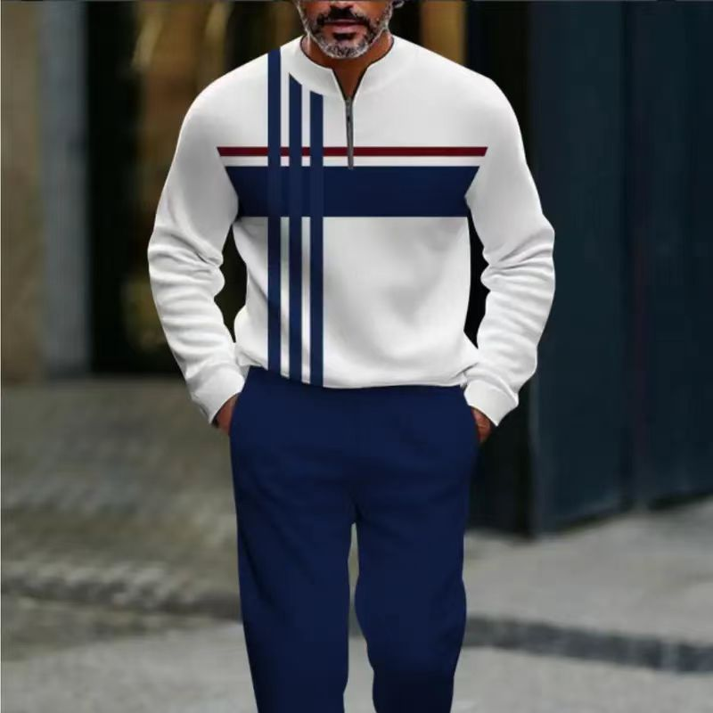 Conjunto para hombre con estampado gráfico – suéter y pantalón –