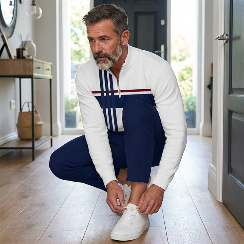 Conjunto para hombre con estampado gráfico – suéter y pantalón –